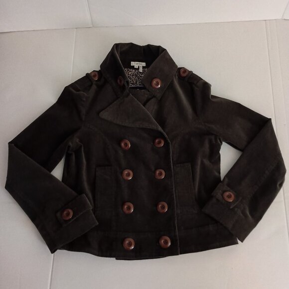Tyler Boe Brown Corduroy Double Breasted Cropped Lined Jacket Women’s Size 8 - Picture 5 of 16